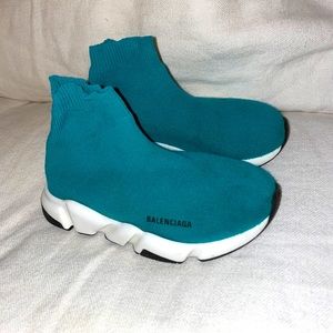Balenciaga Kids Unisex Sock Shoes Teal